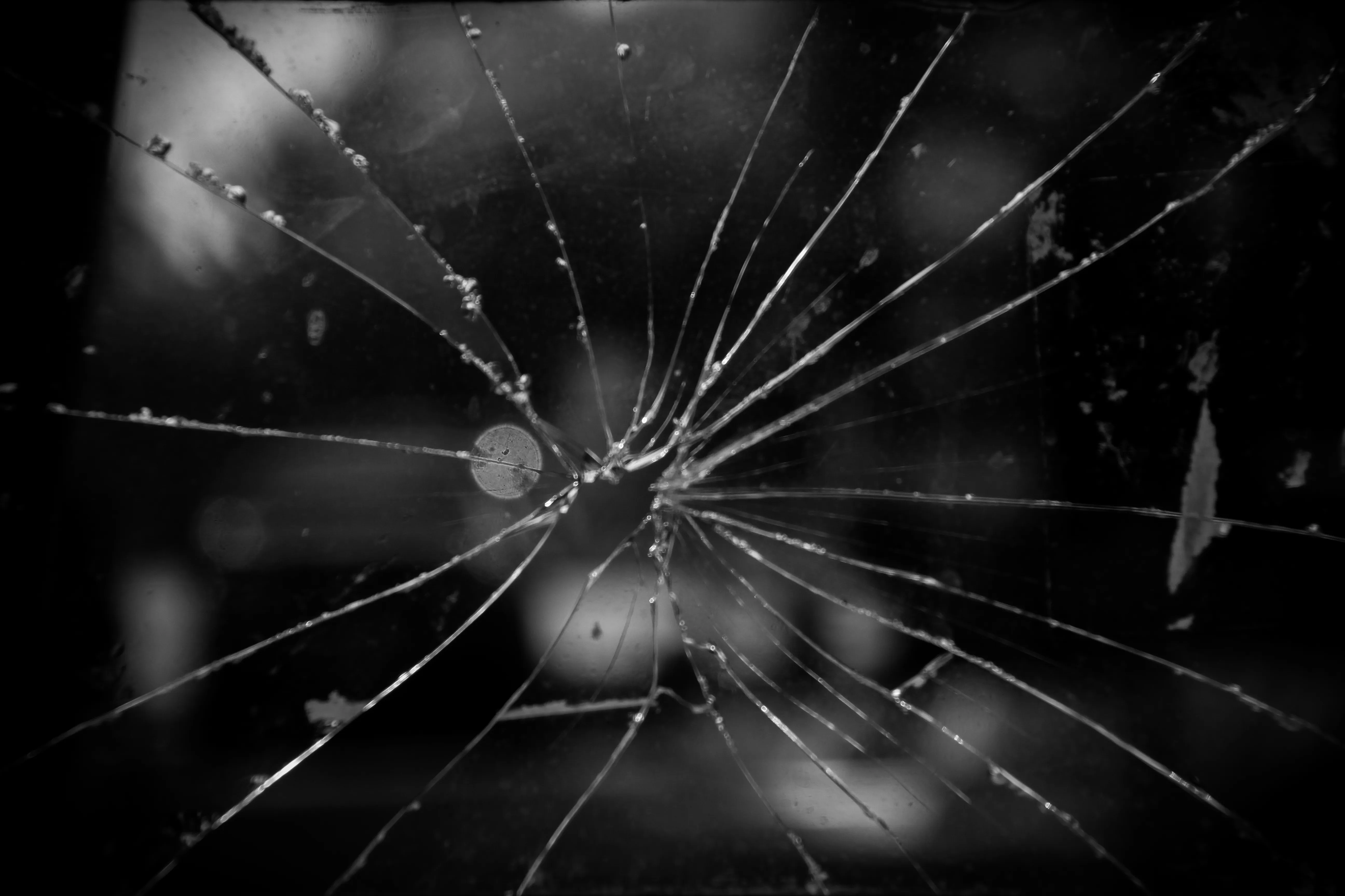 Close up of a pane of cracked glass