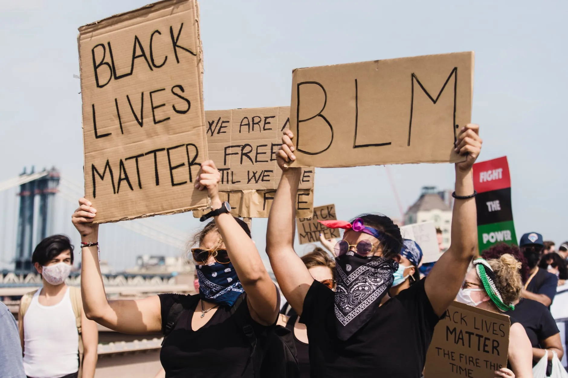 Photo of Black Lives Matter protestors wearing masks